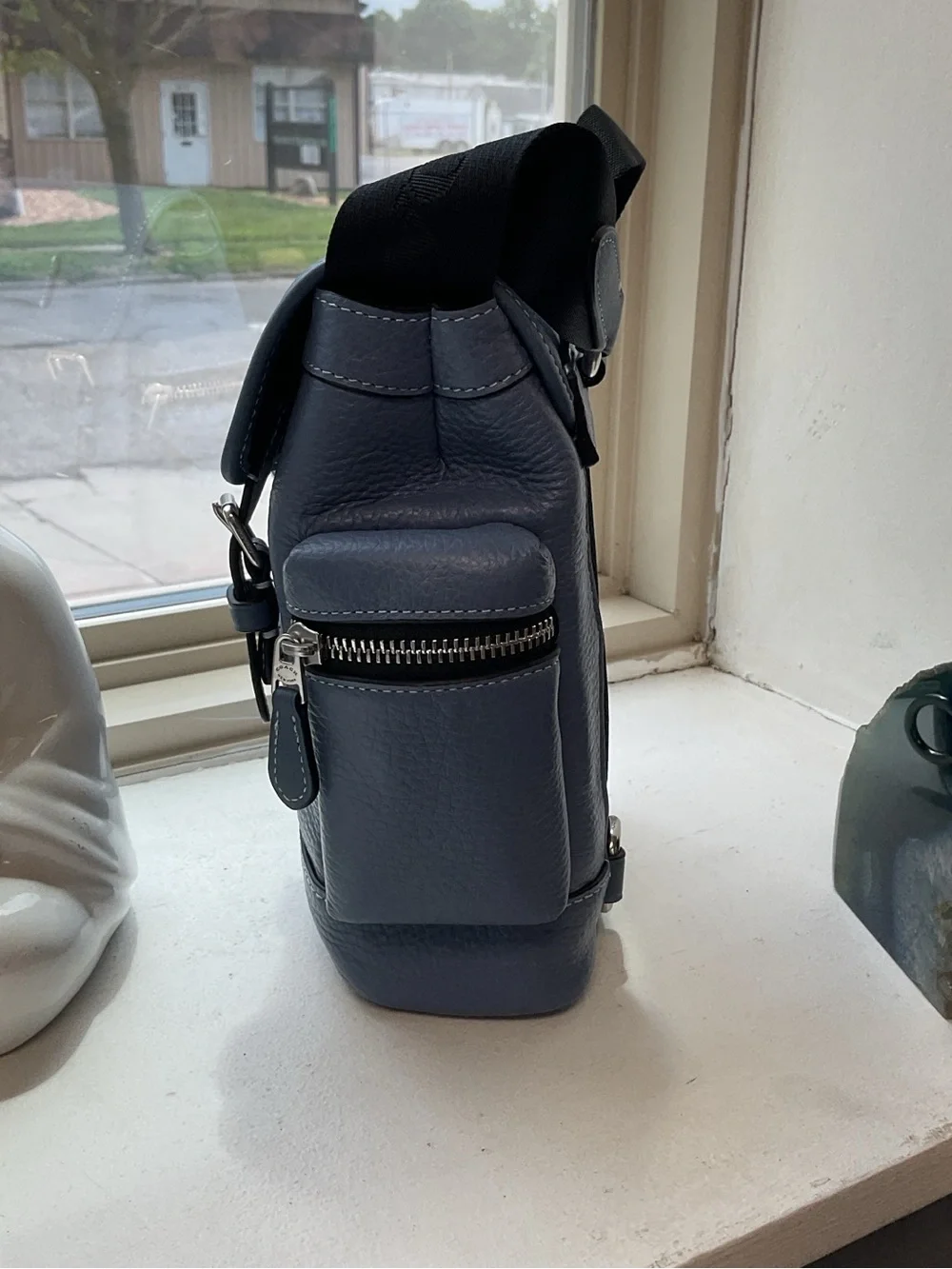 Coach NWT Sprint Sling Pack Leather Crossbody Backpack Light Denim Leather